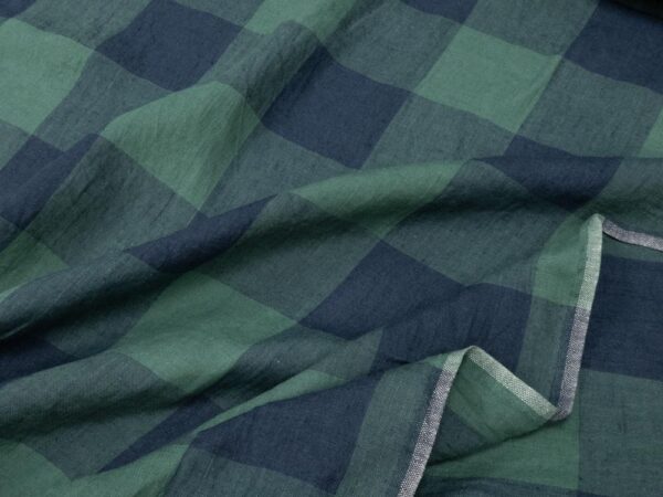 Stoff Elba Gingham EU Linen grün-blau - Image 2