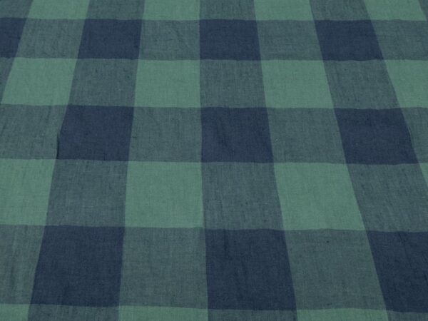 Stoff Elba Gingham EU Linen grün-blau