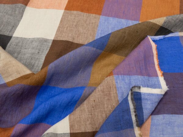 Stoff Electro Blues EU Linen rost-blau-sand - Image 2