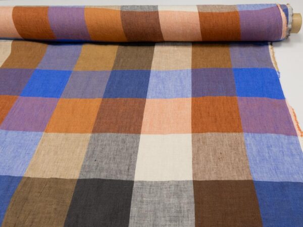 Stoff Electro Blues EU Linen rost-blau-sand - Image 3