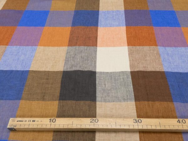 Stoff Electro Blues EU Linen rost-blau-sand - Image 4