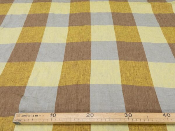 Stoff Hay Bale Blues EU Linen gelb-braun-grau - Image 3