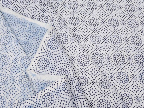 Stoff Indian Cotton Daisy Indigo Blumen & Punkte - Image 2