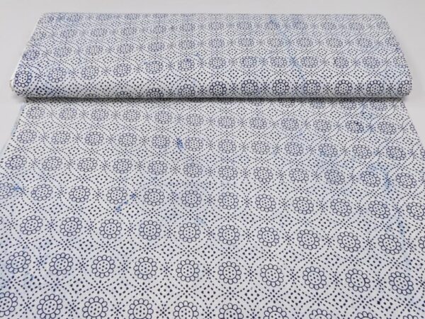 Stoff Indian Cotton Daisy Indigo Blumen & Punkte - Image 3