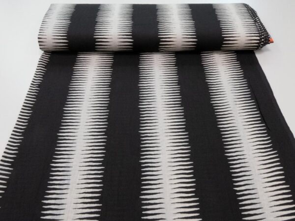 Stoff Indian Cotton ZICKZACK schwarz-weiss - Image 2