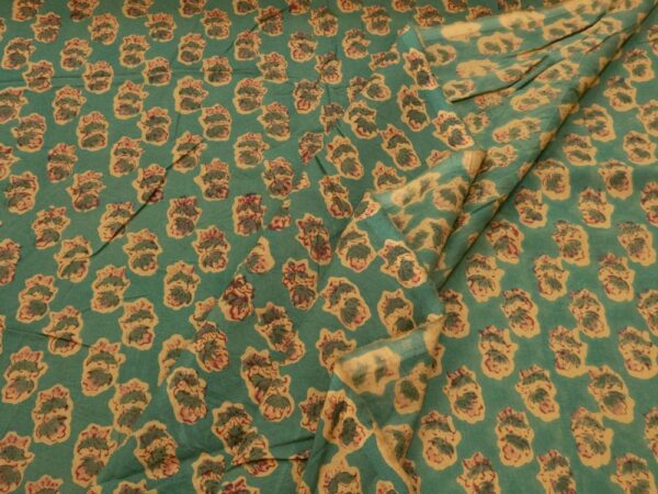 Stoff Indian Cotton Blumen auf grün - Image 2