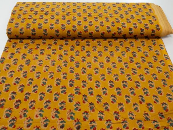 Stoff Indian Cotton Blumen auf goldgelb - Image 3