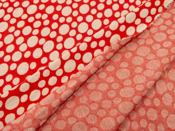 Stoff Baumwolle Jacquard Stretch Punkte rot-beige – Bild 2