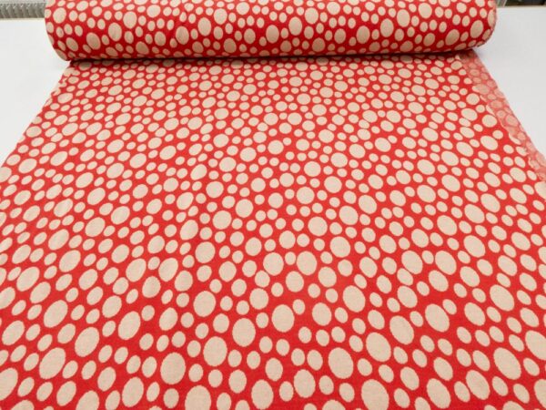 Stoff Baumwolle Jacquard Stretch Punkte rot-beige – Bild 3