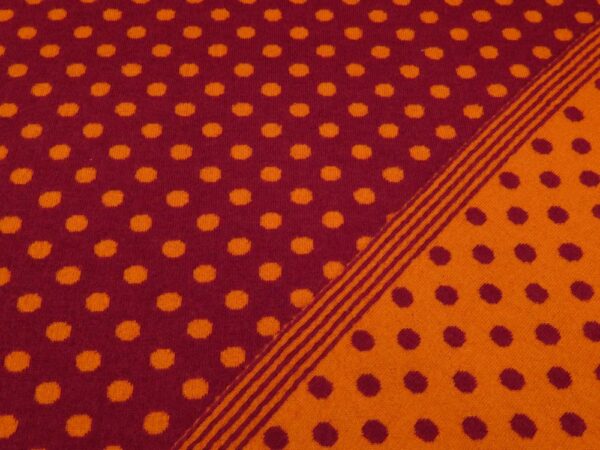 Stoff Merino Doubleface Strick dunkelrot-orange – Bild 2