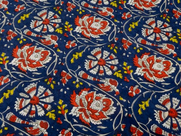 Indian Cotton Blumen indigoblau